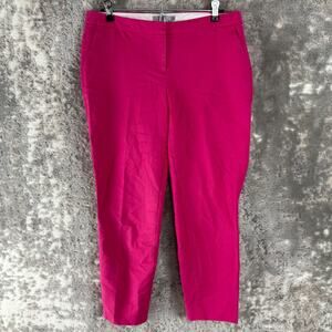 Dalia Size 6 Flat Front Preppy Ankle Pants Pink Button Zip Pocket Stretch